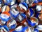 Red White Blue Cat's Eye Glass Marbles 22mm (7/8 inch) SHOOTER Taw (Lot of 5)